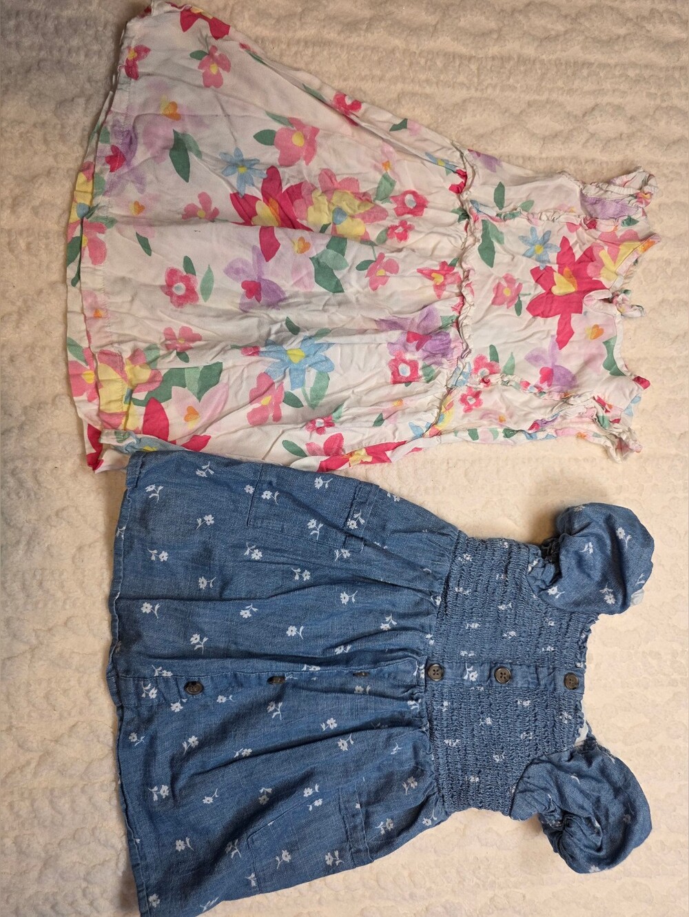 Cat & Jack Light Blue Chambray Smocked Dress